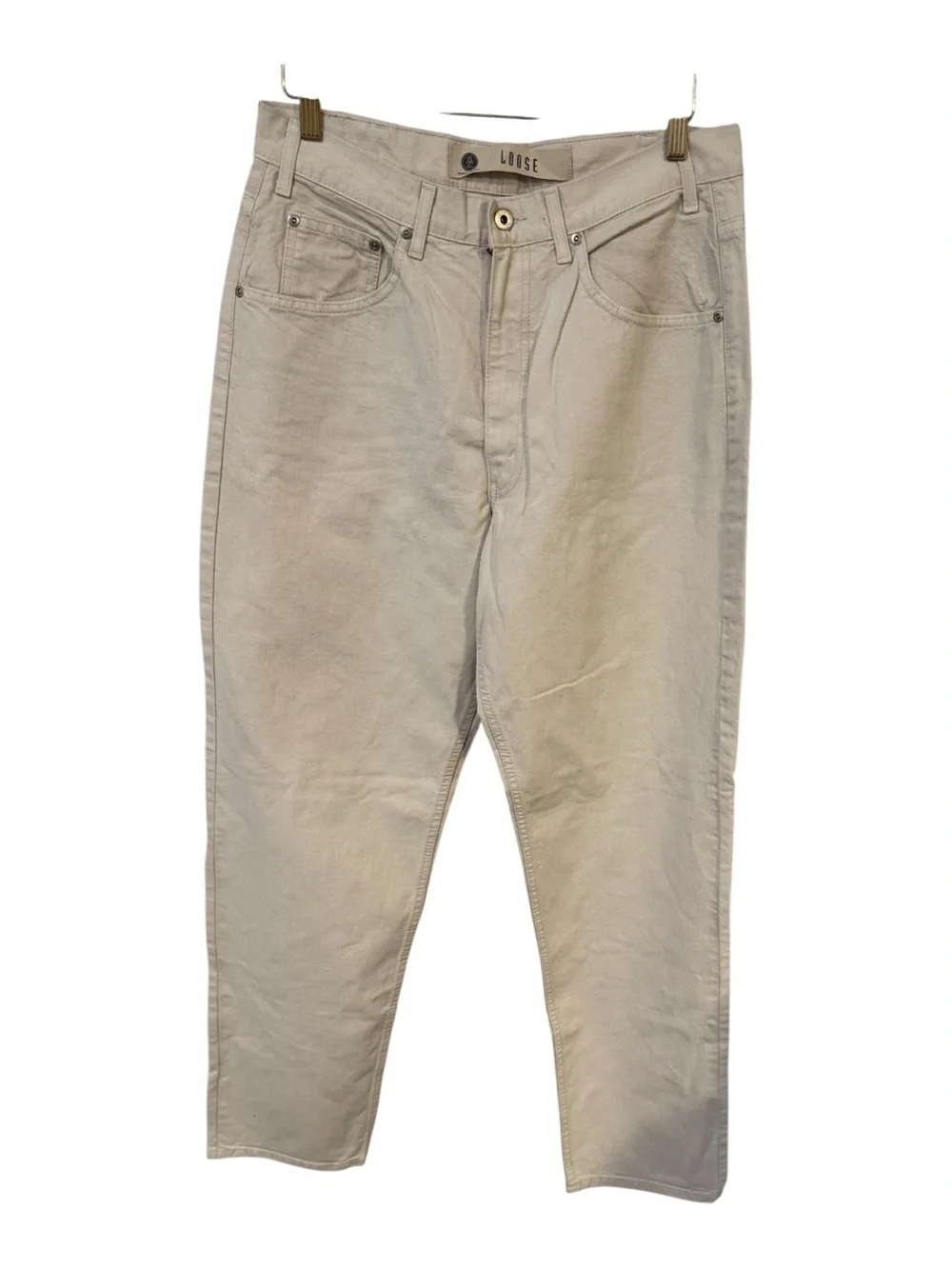 Arizona Jean Co Loose Fit Jeans Mens 34x34 Khaki Beige 100% Cotton Straight Leg